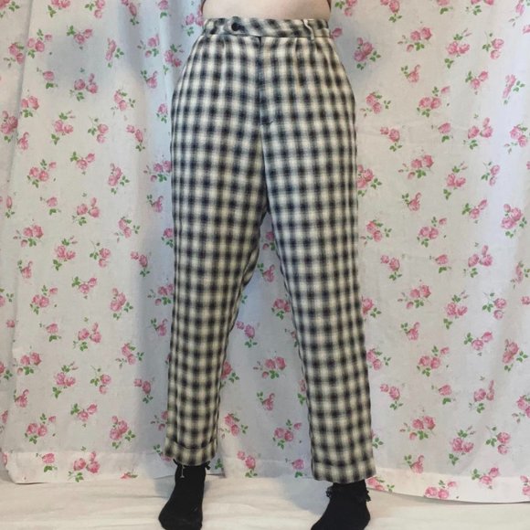 reformation high waist trousers plaid cotton - Picture 1 of 3